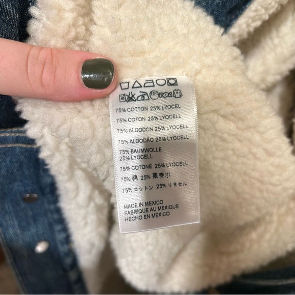 Able Adriena Blue Jean Jacket Shearling Collar XL - Picture 6 of 8